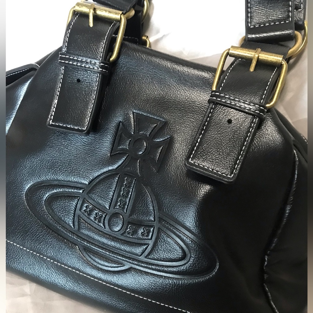 Vivienne Westwood Black Vegan Leather Handbag shoulder bag - Picture 4 of 13